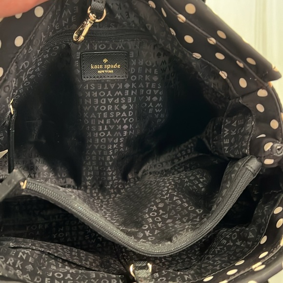 Kate Spade Black and White Polka Dot Fabric Handbag Crossbody EUC - Picture 15 of 17